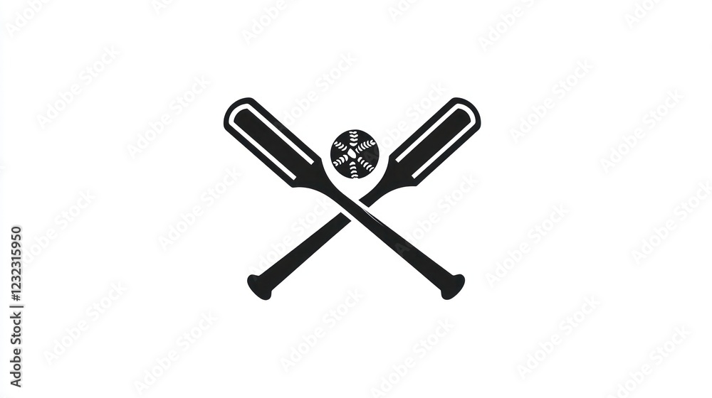 Crossed baseball bats and ball; sport logo design Crossed baseball bats and ball; sport logo design