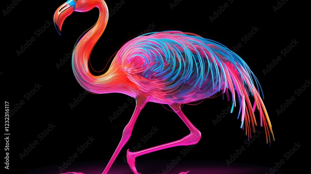 A Vibrant and Abstract Flamingo in a Dynamic Digital Art Style A Vibrant and Abstract Flamingo in a Dynamic Digital Art Style