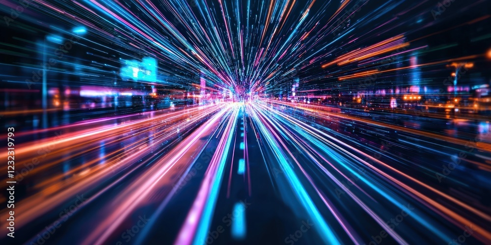 Obraz premium Dynamic Light Trails Creating Colorful Abstract Background in Urban Nightscape