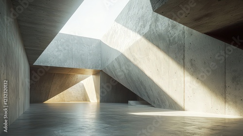 Wallpaper Mural Sunlit Concrete Architecture, symbolizing modern design and minimalist aesthetics. Ideal for architectural presentations, interior design, and real estate marketing. Torontodigital.ca