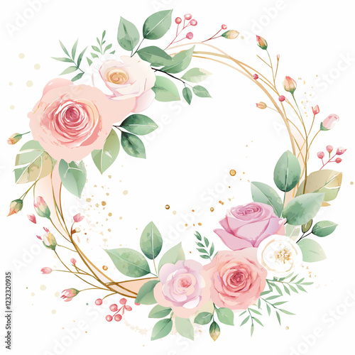 photo frame with flower and text place isolated on white background