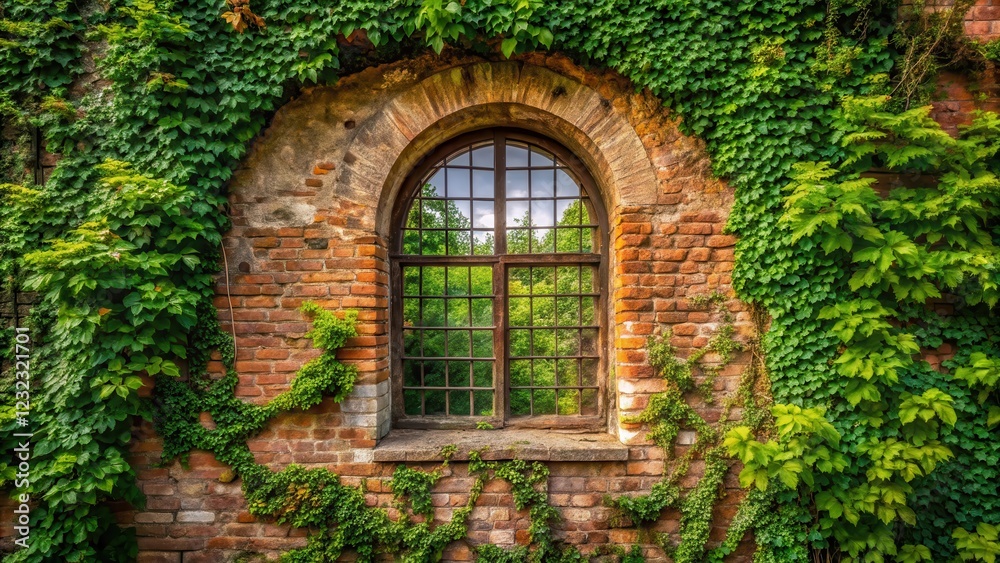 Ancient stone brick wall with a large Ancient stone brick wall with a large