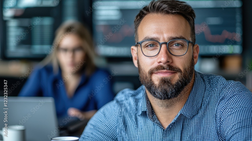 A group of diverse professionals including a woman and a bearded man are collaborating and discussing finance related strategies in a modern office setting A group of diverse professionals including a woman and a bearded man are collaborating and discussing finance related strategies in a modern office setting