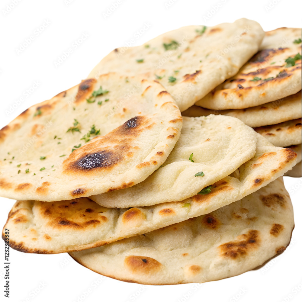 Pile of tandoori naan isolated on transparent background Pile of tandoori naan isolated on transparent background