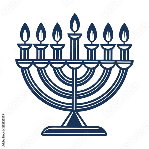 Hanukkah menorah with candles burning in a celebratory and festive design
