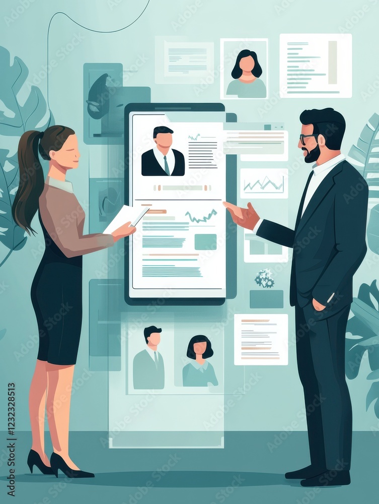 Businessman engaging customers. analyzing buyer personas and customer behavior with virtual tools Businessman engaging customers. analyzing buyer personas and customer behavior with virtual tools