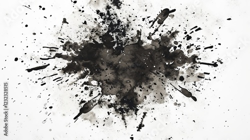 Abstract Ink Splatters Art - A Striking Black and White Design photo