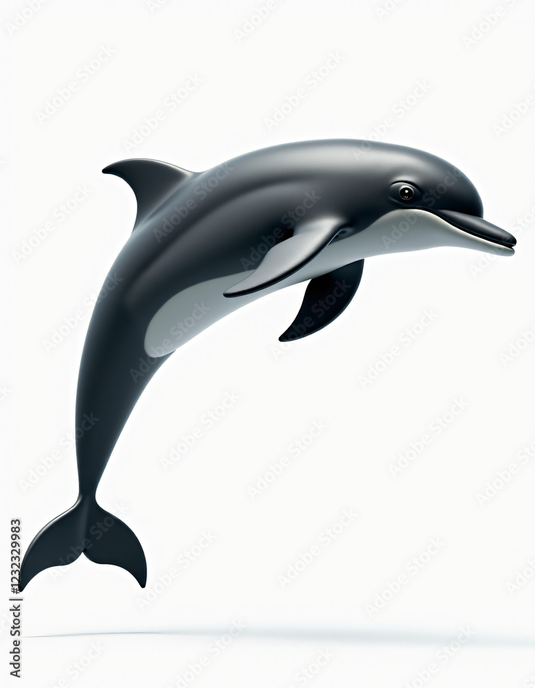 Fototapeta premium Happy Stylized Dolphin Swimming, Friendly 3D Ocean Mammal Illustration 