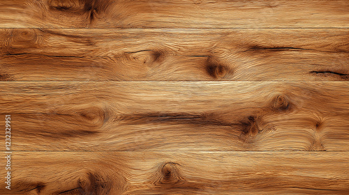 A seamless photorealistic texture of light oak wood, featuring visible grain patterns and a smooth, polished finish. The natural details of the grain are captured with high clarity, providing a realis photo