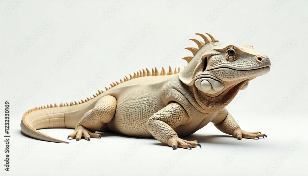 Obraz premium Intricate Beige Lizard Sculpture Detailed Reptile Model Close up View