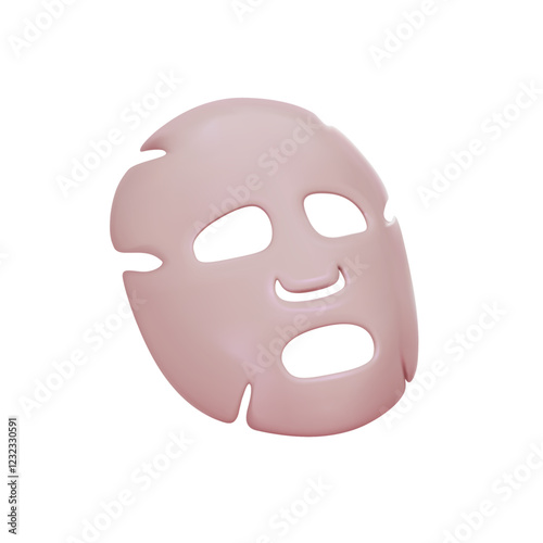 A rendering of a silicone or cloth face mask. For skin care and nourishment. Vector illustration in 3d style on isolated white background