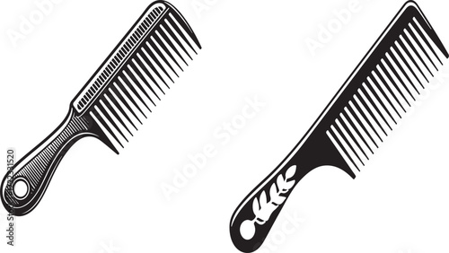 Barber comb silhouette vector style with white background.