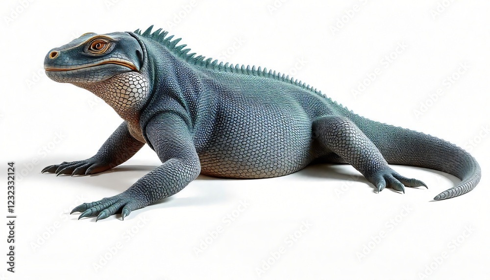 Obraz premium Large Blue Iguana Lizard Reptile Close up Studio Shot Isolated on White Background