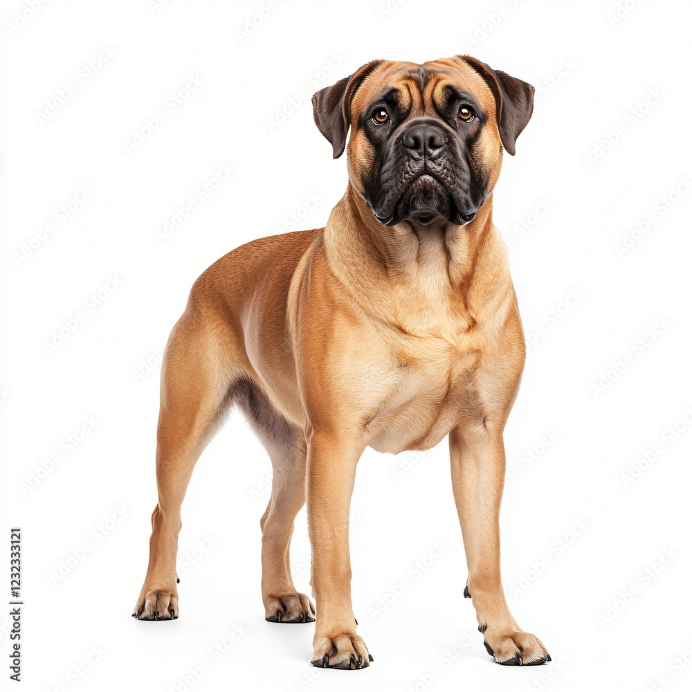 Majestic Boerboel Dog Breed Standing Pose Full Body Light Brown Studio Shot Majestic Boerboel Dog Breed Standing Pose Full Body Light Brown Studio Shot