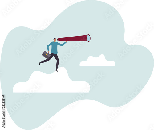 Business opportunity, leadership vision to see company strategy to achieve target.business concept.flat character.