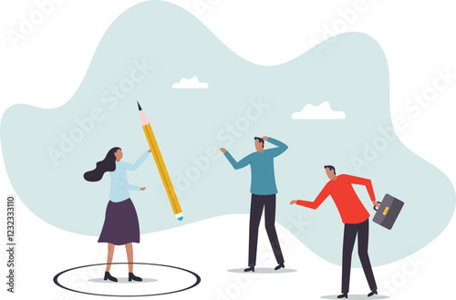 Personal space, privacy or work boundary to limit access and protect from people,business concept.flat character.