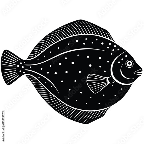 Fish illustration on a black background with a swimming goldfish and aquatic elements