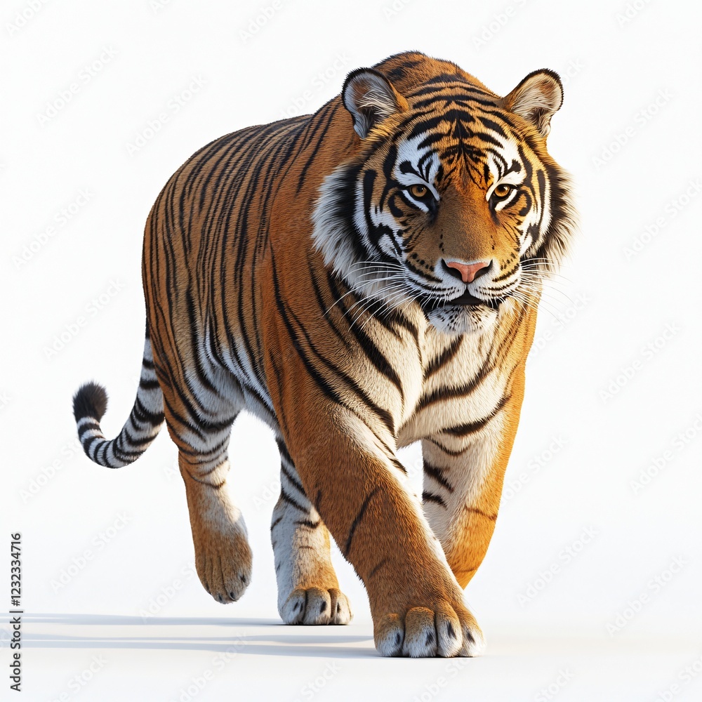 Obraz premium Majestic Siberian Tiger Walking Powerful Wild Cat Orange Fur Closeup