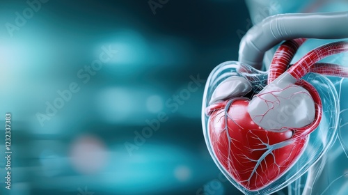 Conceptual of a heart shaped X ray scan representing the inner workings and intricate structure of the cardiovascular system