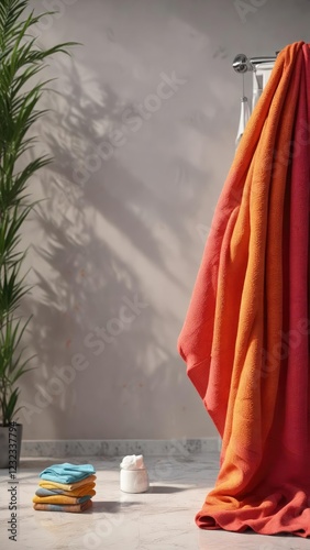 Ein badeende im Badetuch mit einem Badepulver, Kinder, clean photo