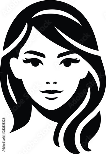 A beautiful woman face silhouette vector on white background