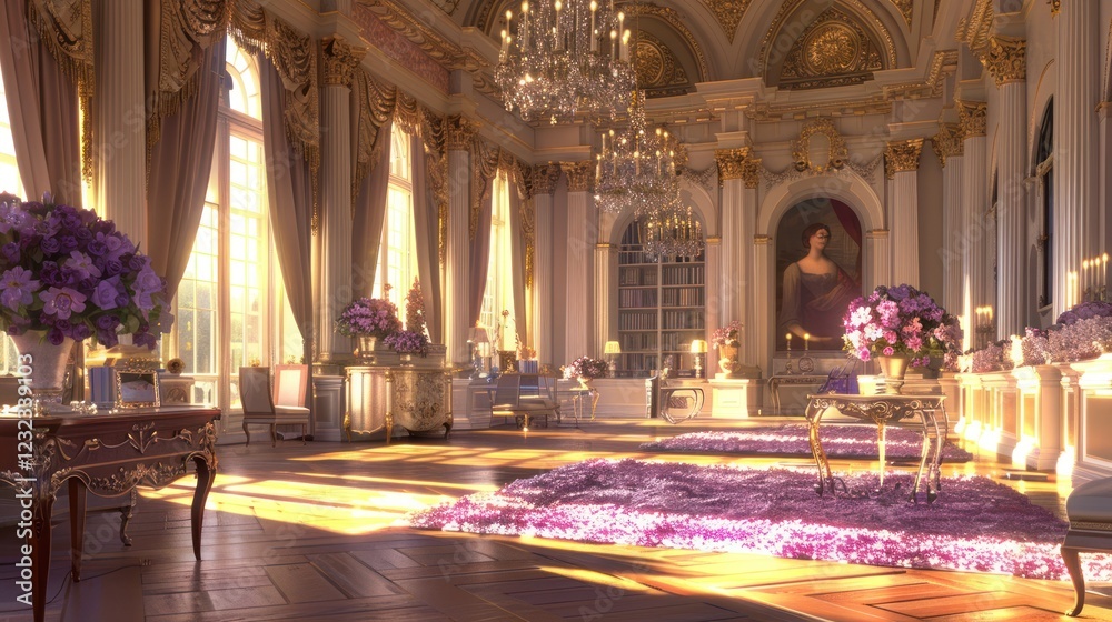 Obraz premium Sunlit Grand Ballroom: Opulence and Serenity