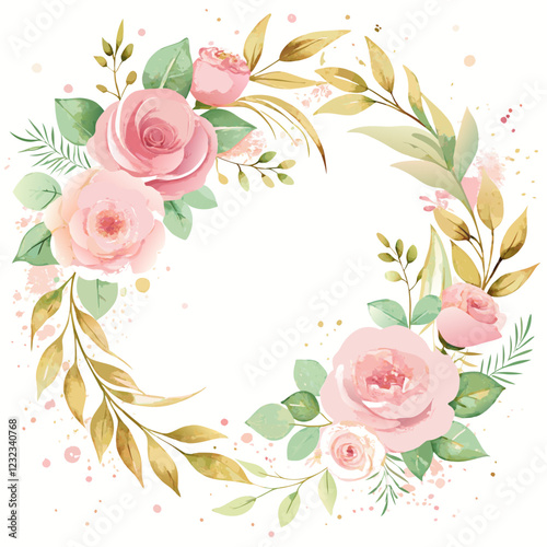 photo frame with flower and text place isolated on white background