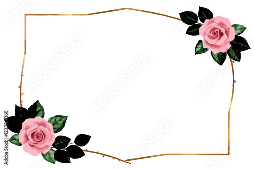 photo frame with flower and text place isolated on white background