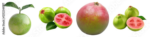 Guava isolated on transparent background, PNG, Set of