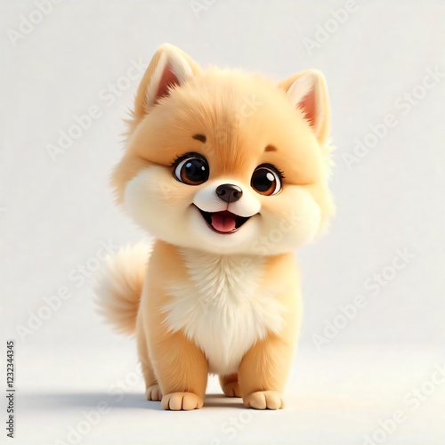 Adorable Cartoon Pomeranian Puppy Cute Dog Illustration Happy Pet Image