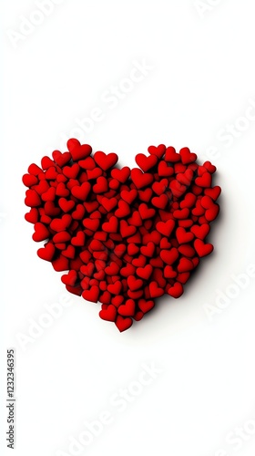 a cluster of small red hearts forming a larger heart, romantic love concept, vector illustration, isolated on white background