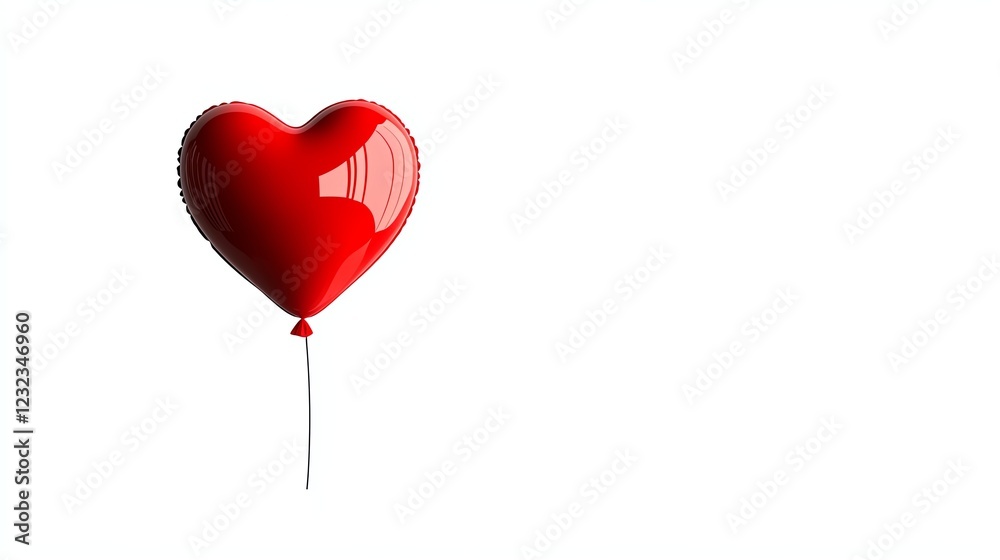 a shiny red heart balloon floating, romantic celebration element, digital illustration, glossy effect, isolated on white background a shiny red heart balloon floating, romantic celebration element, digital illustration, glossy effect, isolated on white background