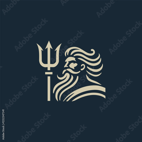God Poseidon Trident Logo