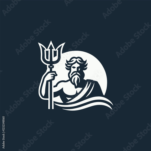 God Poseidon Trident Logo