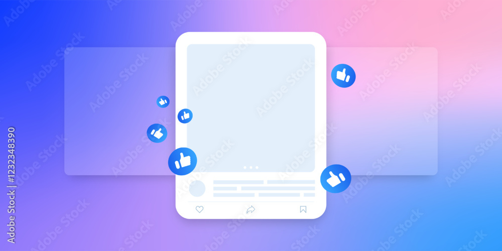 Social media mock up collection. Colorful social media interface. Social media mock up collection. Colorful social media interface.