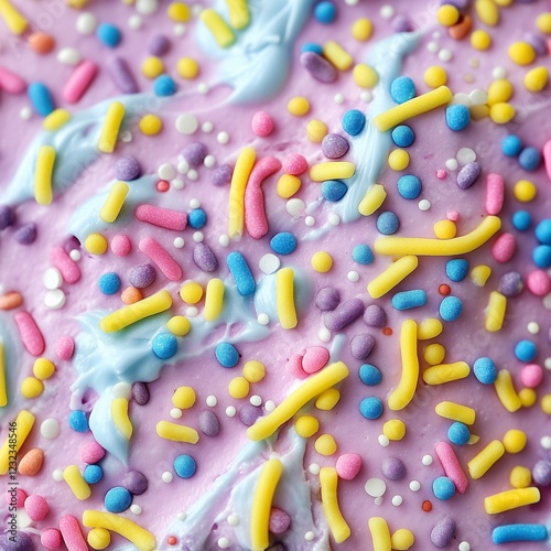 macro shot frosting texture vibrant sprinkles closeup sugary dessert high quality image photo