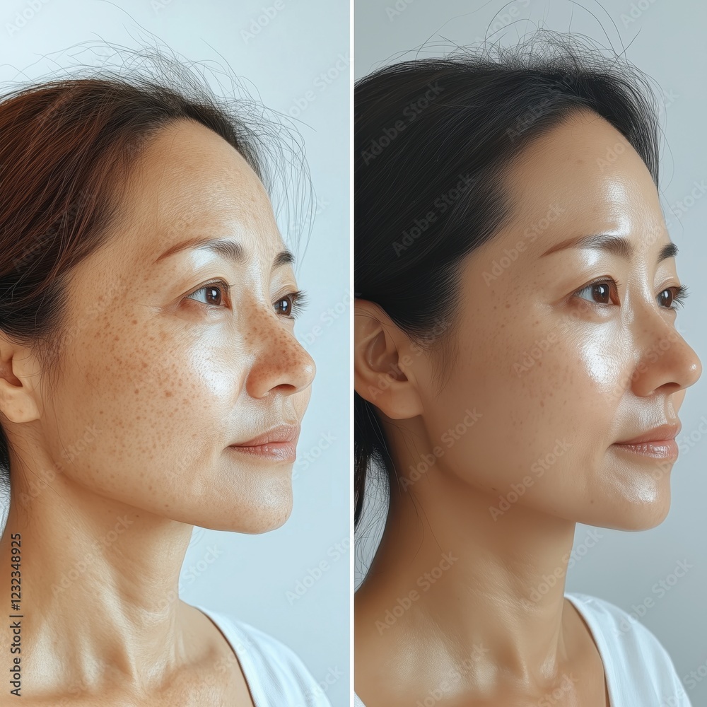Natural Glow Before After Fresh Face Side Profile Portrait Natural Glow Before After Fresh Face Side Profile Portrait