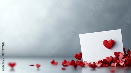 Handwritten love note on a Valentine s card, romantic gesture, 3D illustration photo