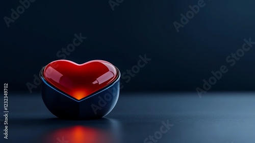 Heartshaped jewelry box, glowing with romance, 3D illustration photo