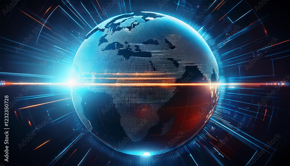 Obraz premium breaking news background with earth planet and light effects ai