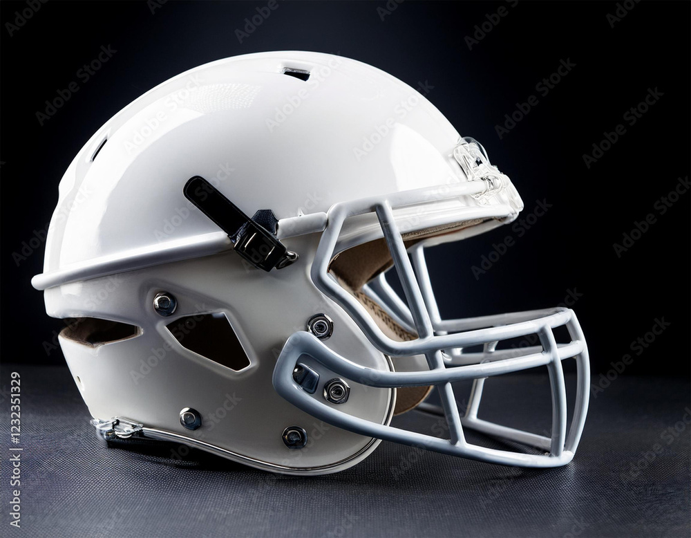 Fototapeta premium side view of white football helmet