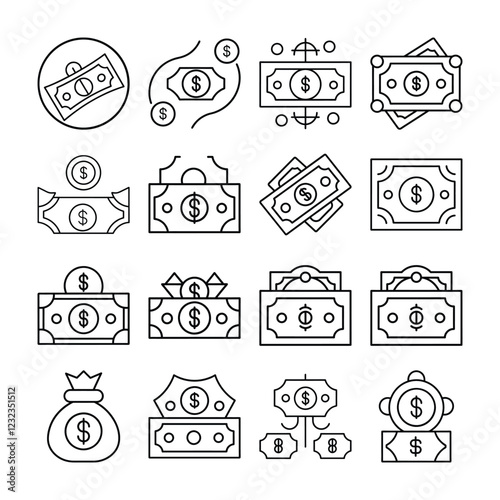 Set of Money Icon Vector Arts.