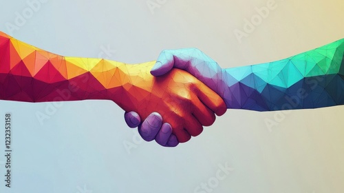 Hand shake, cyber agreement. Virtual business teamwork partner. Technology corporate partnership.
