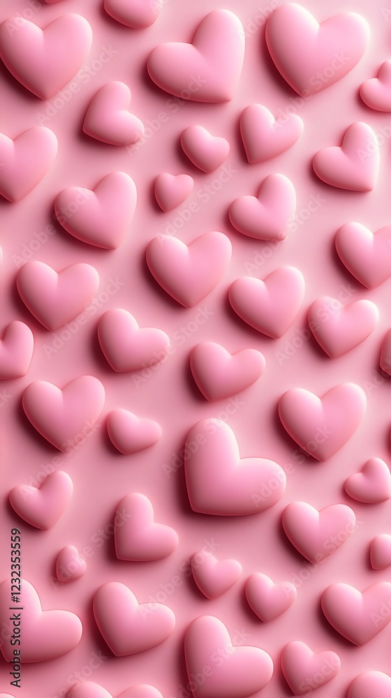 Lovethemed postcard, soft pastel background with tiny heart patterns, 3D illustration Lovethemed postcard, soft pastel background with tiny heart patterns, 3D illustration