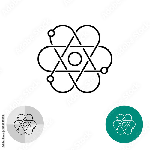 Atom line icon. Atom, molecule symbol. Electrons with orbit lines tech style logo concept. Can be used for topics like science, chemistry, physics. Adjustable stroke.