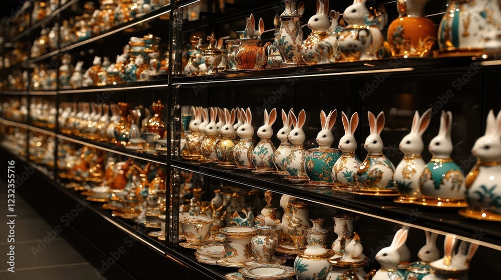 Elegant Rabbit Figurines and Tea Sets. Elegant Rabbit Figurines and Tea Sets.