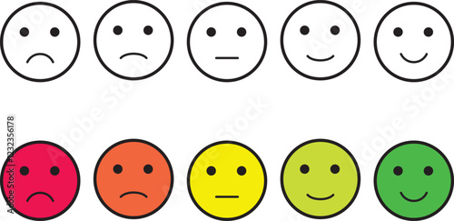 six emoticon user pout to satisfaction expression from sad until happy