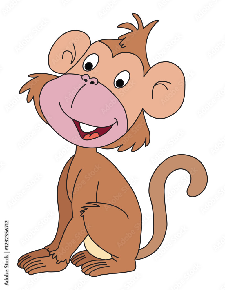 Obraz premium A monkey is sitting and smiling vector illustration