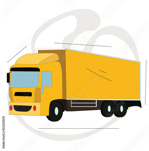 Box truck drives quickly to its destination.Cargo yellow trucks drive 