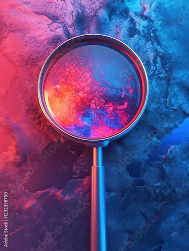 Stylish magnifying glass on a search bar, representing investigation, exploration, and digital search concepts. photo